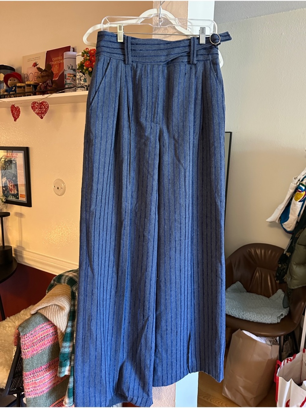 Sézane - High-Waist Wide Leg Pinstripe Trousers